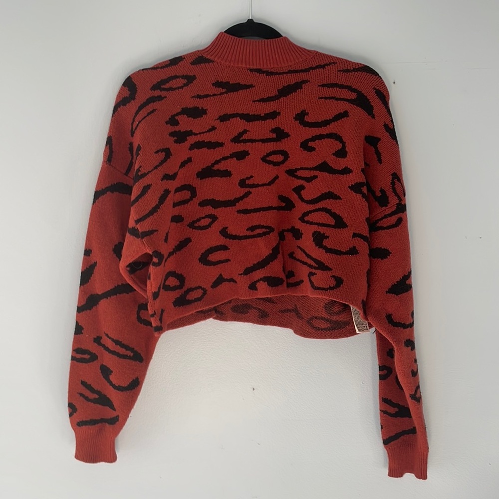 Animal Print Cropped Sweater